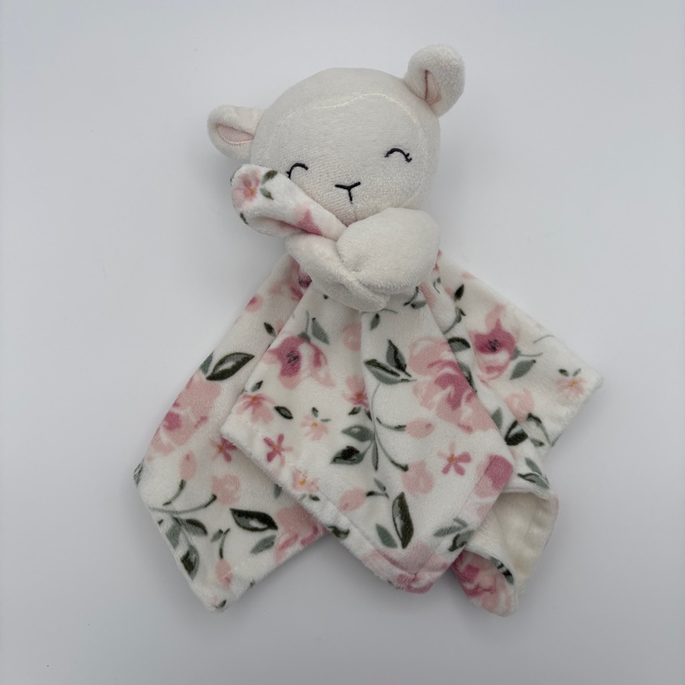 Modern Moments Security Blanket Girl Lamb Floral Plush Lovey 12"
